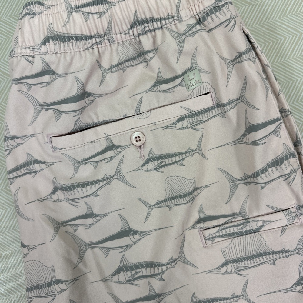 HUK Mens‎ XL Pink Playa Quick-Drying Fishing Swimming 6" Shorts Drawstring Flaw